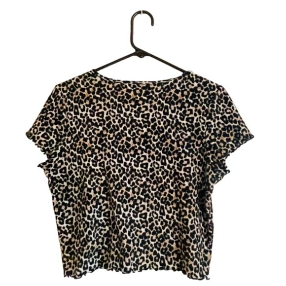 AMERICAN EAGLE Leopard Print Crop Top - Size Large - Picture 3 of 8